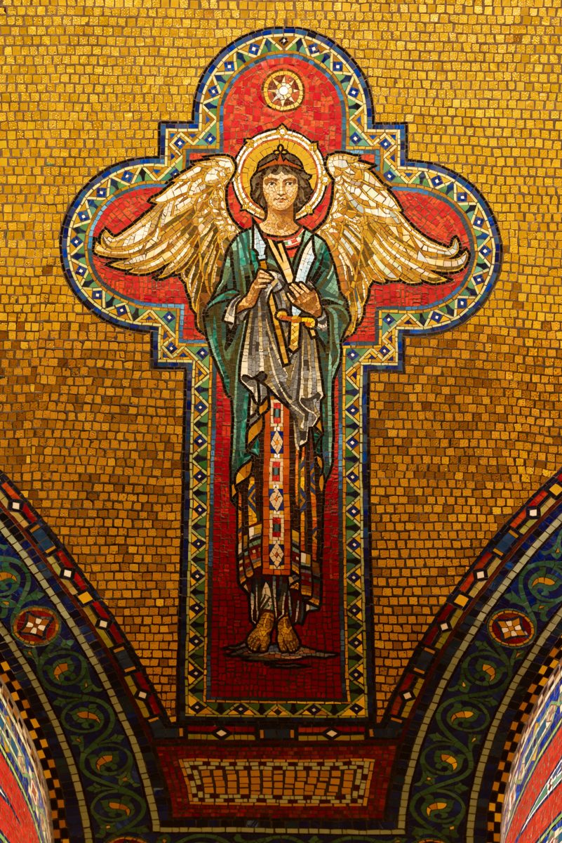 Mosaic of an angel bearing a cross