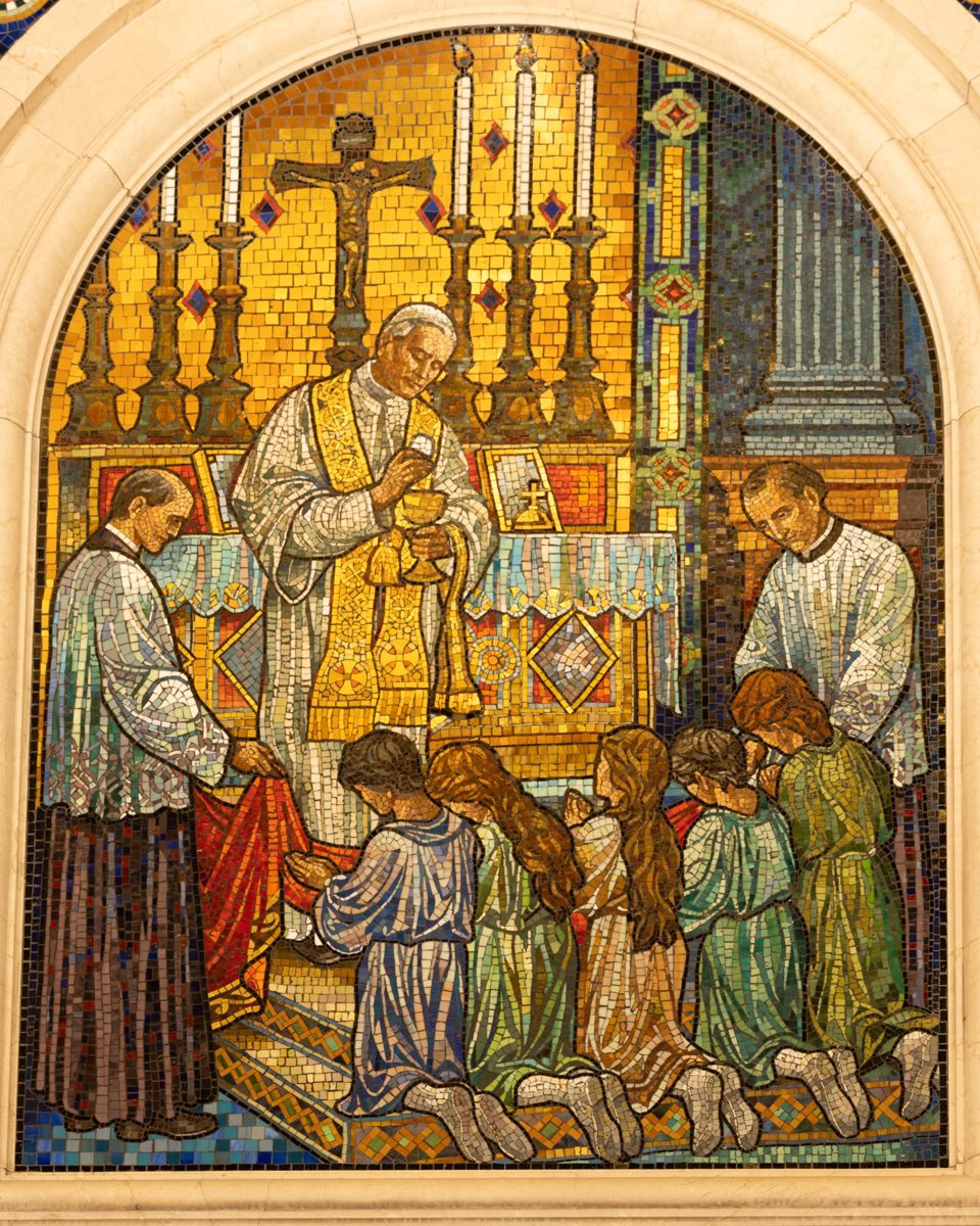 Historic mosaic scene in the Blessed Sacrament Chapel